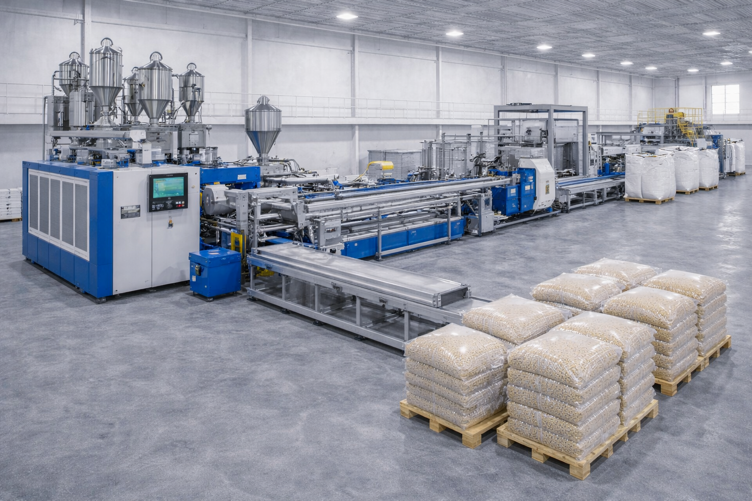 Plastic pelletizing and compounding production line